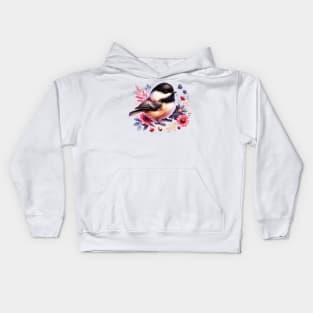 Carolina Chickadee Floral Kids Hoodie